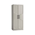 Moderne grijze kast met gebogen deurtjes