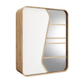 Moderne wandkast met houten en spiegelafwerking
