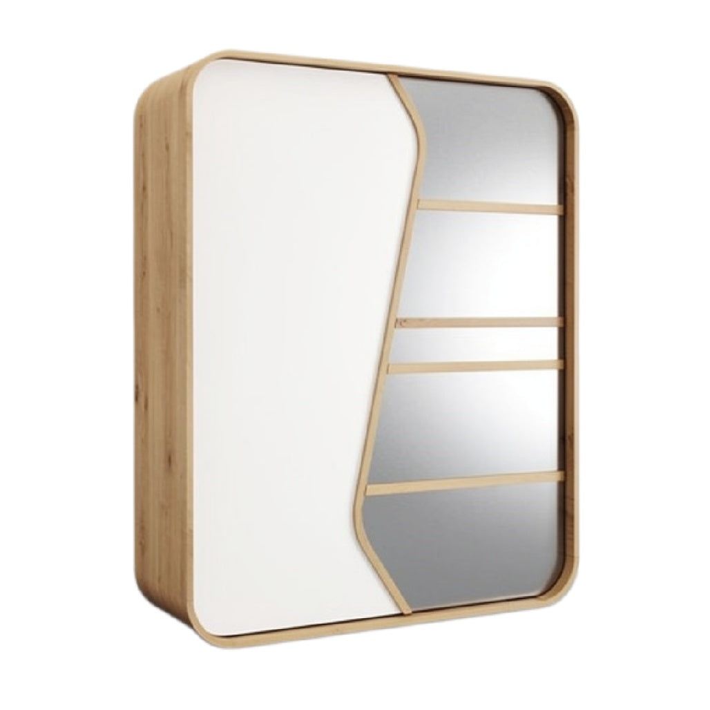 Moderne wandkast met houten en spiegelafwerking