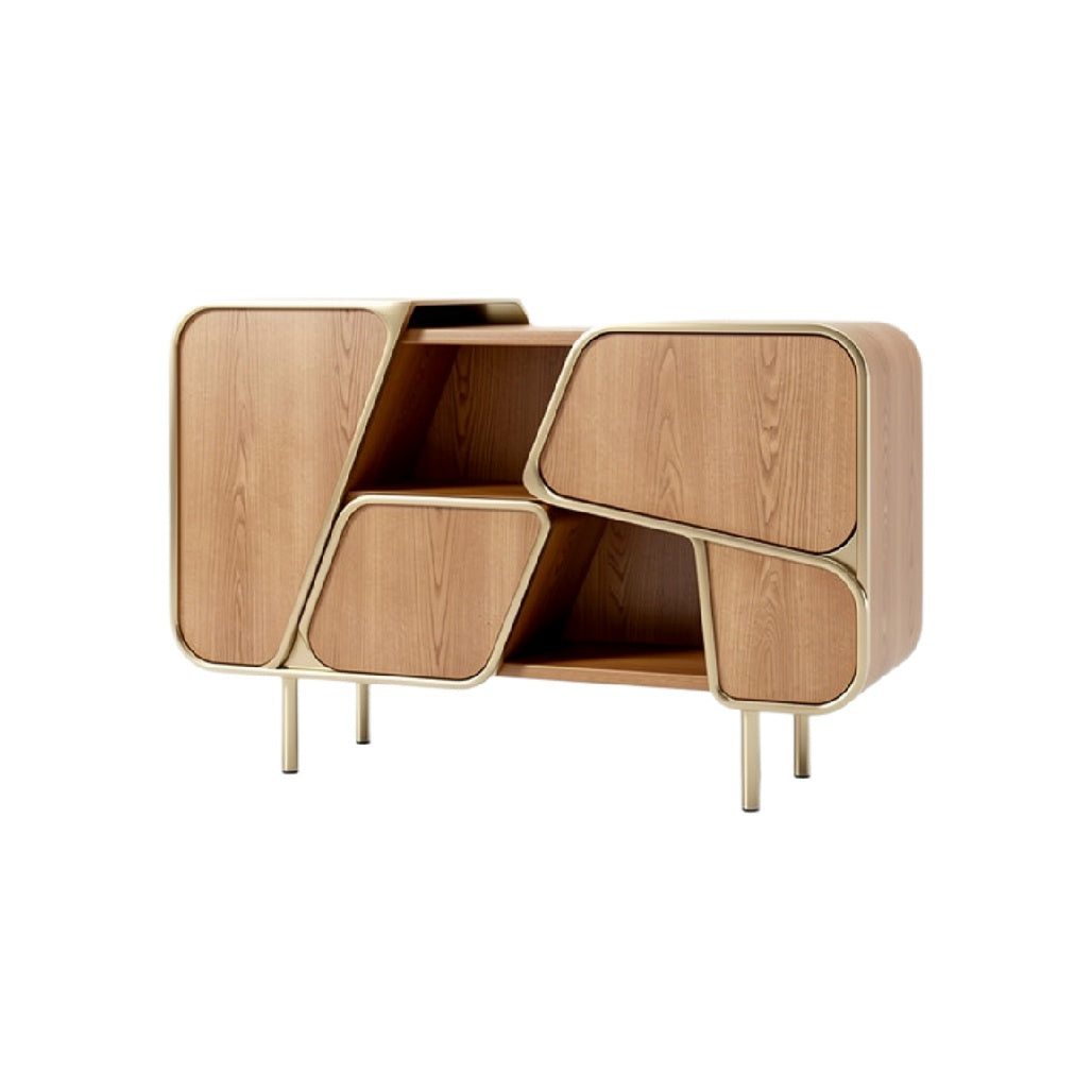 Moderne houten kast met gouden accenten